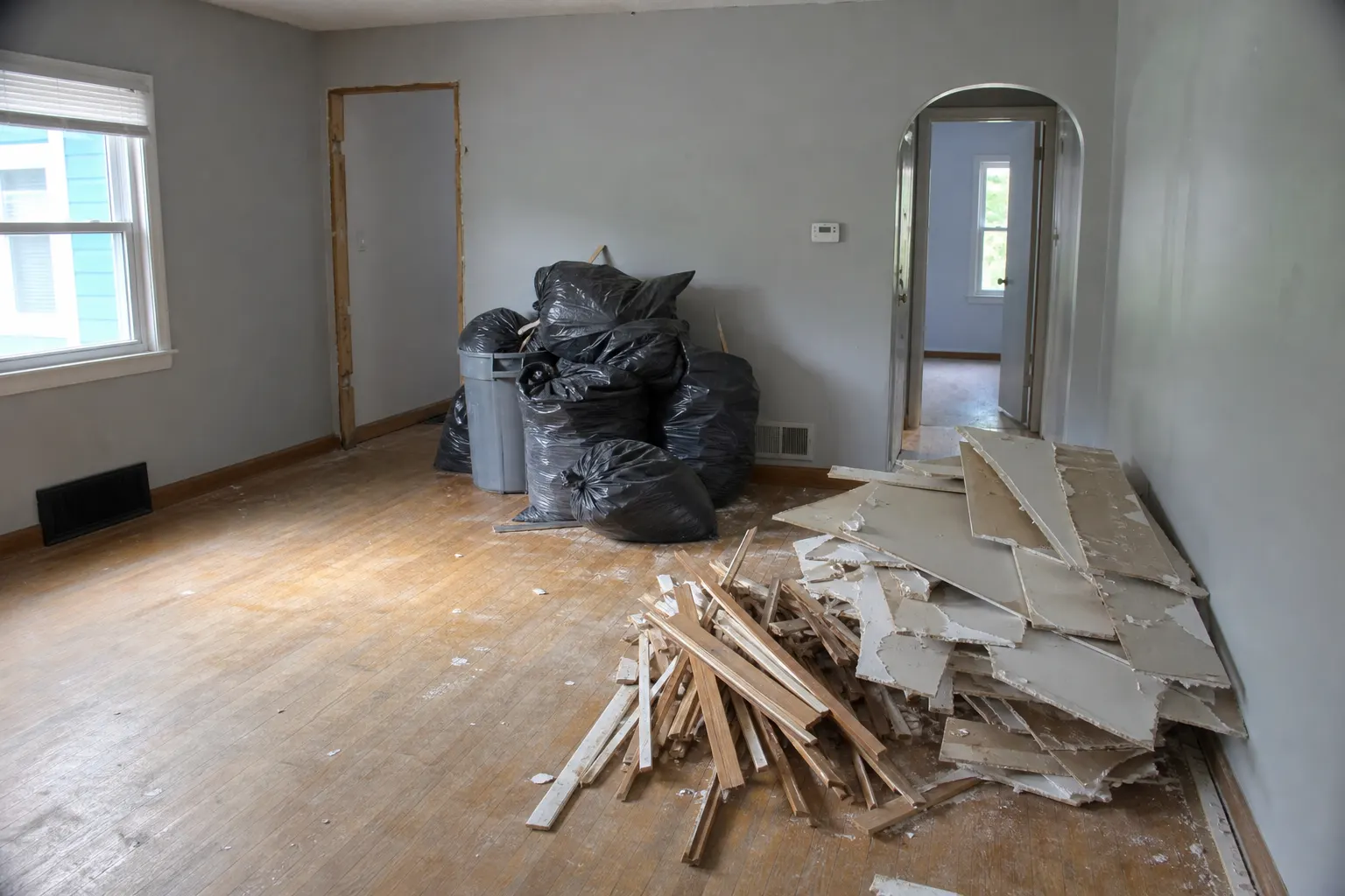 Interior Demolition Interior demolition debris staged for haul-away in Warren County, Missouri
